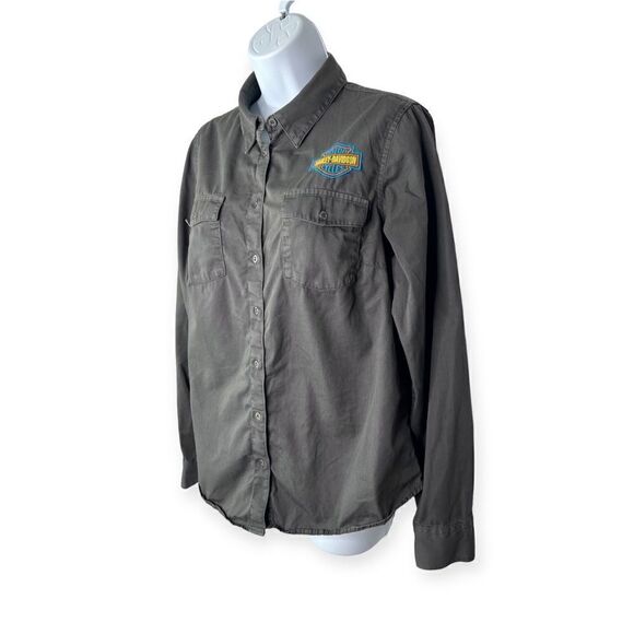 Harley Davidson Womens M Bar & Shield Solid Soft Twill Shirt 96121-22VW - Picture 3 of 12
